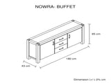 Buffet Sideboard in Chocolate Colour Constructed with Solid Acacia Wooden Frame Storage Cabinet with V43-BFT-NOW-CH