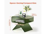 Acrylic Nightstand Side Table, Modern Clear Bedside Table with Storage Shelf, Transparent Small End V952-YKLZBZYTSJXESLMY4001V0