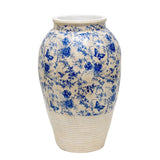 Glazed Blue Stoneware Look Vase 25cm V637-88753VSE