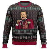 Men's Funny Leo DiCaprio Meme Ugly Christmas Sweatshirt, Long Sleeve Graphic Pullover for Holiday V1189-LC-SD-00033
