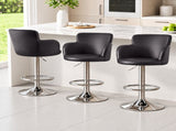 Artiss 3x Bar Stools Counter Chairs Swivel Adjustable Tub PU Leather Brown BA-K-7200-BRX3