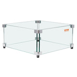 Gas Fire Pit Wind Guard for Square Fire Table, 8mm Clear Tempered Glass Flame Shield with Aluminum V767-VVR-HKFFZGHBLZFXI4JMNV0