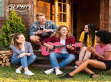 Alpha 38 Inch Acoustic Guitar Wooden Body Steel String Full Size w/ Stand Pink GUITAR-D-38-PINK-CAPO