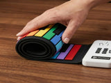 49-Key Rainbow Roll-Up Piano Silicone Waterproof Soft Keyboard, Foldable Portable, Music V1232-ZDGQ-49J-003