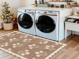 3x5 Floral Entry Rug - Small Washable Indoor Outdoor Mats for Front Door Non-Slip Porch Rug Tan Boho V1258-DP02-WO-1007