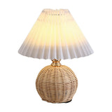 Elegant Pleated Table Lamp, Versatile Ambient Light, Stylish Rattan Ball Design, Perfect for Bedroom V1192-AZ-W-24292