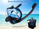 Adult Full Face Snorkel Mask Dual Tube 180&deg Panoramic Anti-Fog, Unisex Snorkelling Gear for Outdoor V1232-FQJ-003