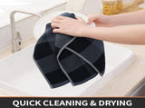 Homaxy 100% Cotton Waffle Weave Check Plaid Kitchen Towels, 13 x 28 Inches, 4-Pack, White & Black V1258-DP02-F-160