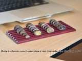 Challenge Coin Display Stand 6 Row Military Challenge Holder Solid Violet Wooden Rack Case 42 V1294-YM0901-H49306PU