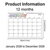 Wall Calendar, 12 Months Calendar Janto December, 8.3"11" Hanging Calendar for Home Office Planning V1369-AZ3-W-10085