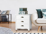 Artiss Bedside Table 3 Drawers Vintage - THYME White ST-CAB-B-3D-WH