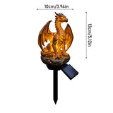 Waterproof Solar Dragon Garden Decor Light, Realistic Resin Dragon Sculpture LED Stake Lamp, Auto V1369-AZ3-W-13621