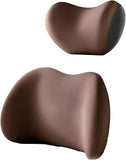 Brown Ergonomic Memory Foam Car Headrest & Lumbar Support Cushion Set - Driving Comfort Neck & Back V888-ELOSUNG27017