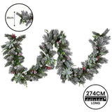 Christabelle 2.7m Snowy Christmas Garland with LED Coloured Baubles Lights Tree Decoration Orna 112_SENCR105