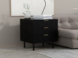 Sarantino Evelyn Bedside Table with 3 Drawers - Black CBT-689-03-BK