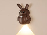 Adorable Cartoon Rabbit LED Motion Sensor Wall Light, Rechargeable Magnetic Cordless Night Lamp for V1341-ZY-GGQR38HB-WALNUTGRAIN-2PCS