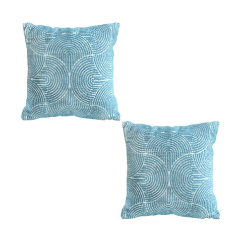 SOGA 2X 50cm Blue Throw Pillow Geometric Indoor and Outdoor Corded for Home Decor FRENCHCUSHION319X2