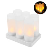 6 PCS Rechargeable Flameless Candles Realistic Flickering Yellow LED Cordless Tealight Candles with V1294-YM0901-H37358US-6