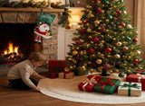 White Knitted Christmas Tree Skirt & Santa Stocking Combo Set Festive Holiday Home Decor Reusable V888-ELOSUNG54467