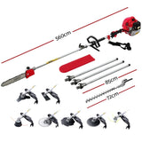 Giantz 62CC Pole Chainsaw Hedge Trimmer Brush Cutter Whipper 9-in-1 5.6m Red PCAW-SXTO-OR2C-GSAW