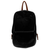 Milleni Ladies Genuine Italian Leather Backpack Bag Twin Zip - Black/Chestnut V563-NL-2442-BLK_CHESTNUT