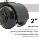 5X 2'' Twin Wheel Office Chair Casters - Slient Smooth, 11x22mm Stem V274-FT-OCA-WH2-5PCS