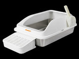 Pawz Stainless Steel Cat Litter Box Big Cats Kitten High Sided Easy Clean White PT1393-WH-AU