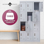 12-Door Locker for Office Gym Shed School Home Storage - 3-Digit Combination Lock V63-839071