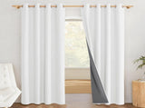 100% Absolutely Blackout Linen Curtains with Thermal Insulated White Liner,Greyish White,52" V1258-DP02-C-1290