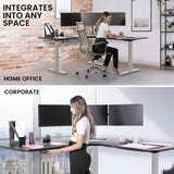 Fortia Corner Standing Desk, 1730W x 1730W x 750D, 3 Motors, 120kg Load, Sit to Stand Up Electric V219-OFFCMBEQC3KC3S