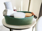 5-piece cotton rope storage basket set, cotton woven with leather handles, multiple sizes for V1232-MXBZSNK001