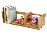Bamboo Adjustable Bookshelf Book Storage Organizer with Single Drawer for Bedroom Office V1294-YM0901-JY02609