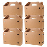 Set of 6 Ventilated Light Brown Cardboard Carrier Boxes with Handles for Small Pets and Birds V1366-AZ2-W-12095