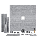 Shower Curb Kit, 1828x1828mm, 72"x72" Shower Pan Kit with 50.8mm ABS Central Flange, 101.6mm V952-ABSLYTJHSABSAJTFCV0