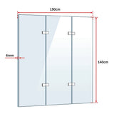 3 Fold Chrome Folding Bath Shower Screen Door Panel 1300mm x 1400mm V63-831501