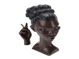 Head Scents Holder Funny Elegant Black Women Head Shaped Resin Home Office Desk Decor for Incense V1294-YM0901-3115260006811
