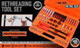 48-Pieces SAE and Metric Thread Restorer Kit Fractional Metric Thread Restorer V465-95339