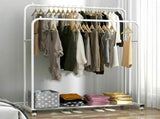 Heavy Duty Double Clothes Rail Rack Garment Hanging Display Stand 4 Wheel Armoir V767-ZJJ215-WT-G3