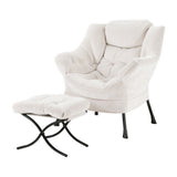 Artiss Armchair Accent Chair Ottoman Lounge Footrest Velvet White UPHO-I-ARM01-FS-WH