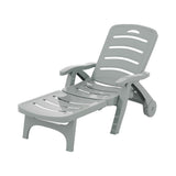 Gardeon Sun Lounger Folding Lounge Chair Wheels Patio Outdoor Furniture Grey ODF-SUNBED-PP150-GE