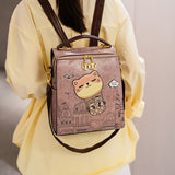 Fashionable Backpack Printed Backpack Double-Shoulder Backpack Cute Cat Print - Brown - Size V1347-127-02066-BRN-29-24-13