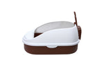 YES4PETS Large Portable Cat Toilet Litter Box Tray with Scoop and Grid Tray Brown V278-MSP-004-BROWN-W-ZW-0001