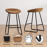 Artiss 2x Bar Stools Kitchen Dining Chairs Counter Stool PU Leather Metal Brown BA-TW-8320-BRX2