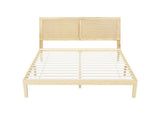 Artiss Bed Frame Queen Size with Rattan Headboard Wooden Bed Base BRUNO WBED-BRUNO-RIBO-Q-WD
