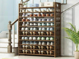 11 Tier Tower Bamboo Wooden Shoe Rack Corner Shelf Stand Storage Organizer V255-0408-11