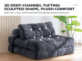 Convertible Folding Sofa Bed with Pumpkin Design, Corduroy Fabric, 3D Tufted Backrest, and V1341-ZY-4R2LKY7H-BROWN