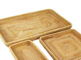 Rattan Tray Tabletop Organization Hand Woven Snack Storage Basket Multifunctional Serving Tray 3 Pcs V1294-YM0703-3118230023614