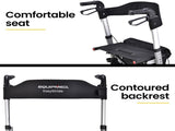 EQUIPMED Foldable Aluminium Walking Frame Rollator with Bag and Seat, Silver V219-EQHCRL10A