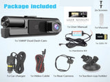 WIFI 3 Channels Dash Cam 1080P Full HD Car Dashcam with Hardwire Kit and 32GB Card V462-TA-104-01