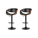 Artiss 2x Bar Stools Gas Lift Leather w/Armrest BA-TW-8078-BKX2